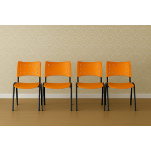 Kit 4 Cadeiras Iso Fixa Empilhável Escola Igreja Salão:laranja