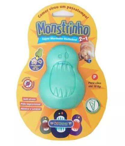 Brinquedo Mordedor Recheável Monstrinho Tamanho P Azul – Pet Games - 2