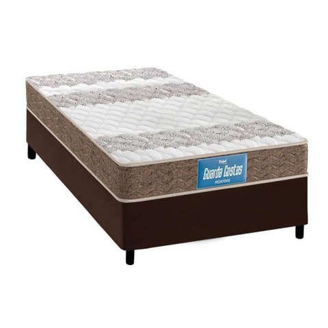 Cama Box Solteiro: Colchão Anatômico Probel D33/ep Guarda Costas Double Face + Base Brown(88x188)