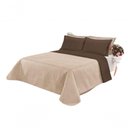Ver imagem 1 de Cobre Leito Cobertor 2 Travesseiros Quarto Casal 2,60x2,40 Cor: Bege Marrom