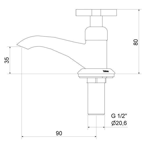 Torneira para Lavatório de Mesa 1192 C 22 1/2 1/4V - 2