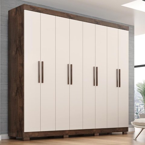 Guarda-Roupa Casal Lisboa 8 Portas 4 Gavetas com Pés