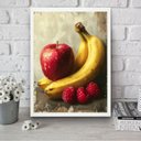 Ver imagem 1 de Quadro para Cozinha Arte Maçã e Banana 45x34cm - com Vidro:moldura Branca