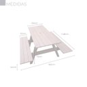 Ver imagem 2 de Mesa de Piquenique em Madeira Plástica Maciça Marrom com Furo para Guarda-sol 100% Reciclada 1,48m /