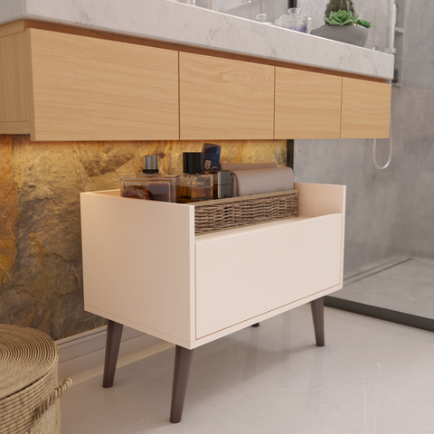 Gabinete Grécia com 1 Porta Armário Organizador para Banheiro - Off White