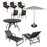 Kit Amélia Móveis Piscina Mesa 1,20m 5 Cadeiras Área Externa Espreguiçadeiras Aluminio Guarda Sol - 1