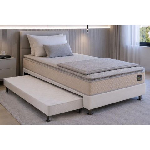 Cama Box c/Aux Crc Solt +Colchão Anatômico Ortopédico Shelby Hellen -
