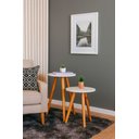 Ver imagem 3 de Kit 2 Mesas Cora de Canto Redondas Pé Palito Mdf Branco Mesa Lateral para Sala Quarto Escritório