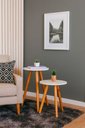 Ver imagem 3 de Kit 2 Mesas Cora de Canto Redondas Pé Palito Mdf Branco Mesa Lateral para Sala Quarto Escritório