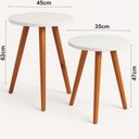 Ver imagem 4 de Kit 2 Mesas Cora de Canto Redondas Pé Palito Mdf Branco Mesa Lateral para Sala Quarto Escritório