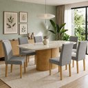Ver imagem 1 de Conjunto Sala de Jantar 6 Lugares Retangular Tampo Vidro MDF 180x90cm Mesa Diana e Cadeiras Espanha
