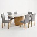 Ver imagem 2 de Conjunto Sala de Jantar 6 Lugares Retangular Tampo Vidro MDF 180x90cm Mesa Diana e Cadeiras Espanha