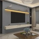Ver imagem 1 de Home para TV Ripado com LED Nobre 230 Cinza Off White - Gelius