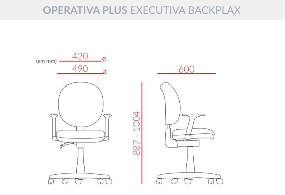 Cadeira Executiva Operativa Plus Plaxmetal Back System Nr17 Crepe Cinza T57 - 4