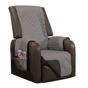 Capa Protetora de Poltrona 1 Lugar Manu Matelado Dupla Face:cinza e Preto