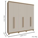 Ver imagem 3 de Guarda Roupa Casal 6 Portas em MDF New Honduras Móveis Rimo - Carvalho/Offwhite