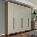 Ver imagem 1 de Guarda Roupa Casal 6 Portas em MDF New Honduras Móveis Rimo - Carvalho/Offwhite