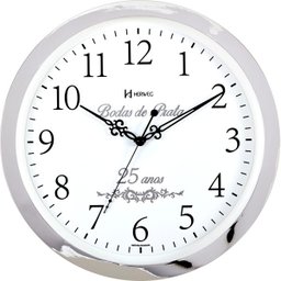 Relógio Parede 35cm Cromado Bodas De Prata Herweg 6816 - 1