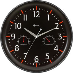 Relógio Parede 35cm Preto Termômetro Higrômetro Herweg 6812 - 1