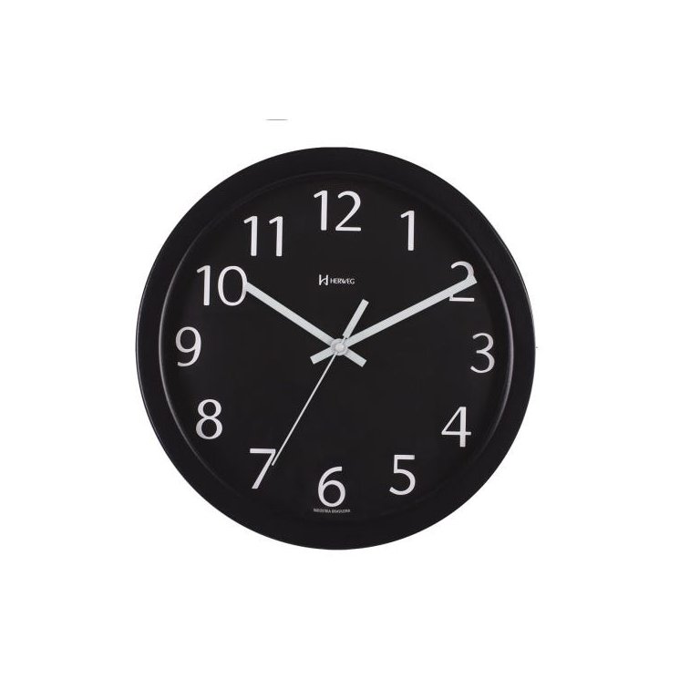 Relógio De Parede Alumínio 30cm Preto Herweg 6719-034 Relógio De Parede Alumínio 30cm Preto Herweg 6719-034
