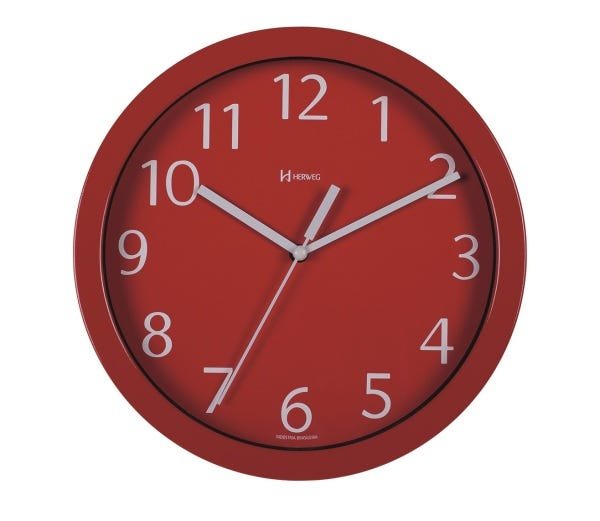 Relógio Parede Alumínio 25cm Vermelho Herweg 6718 - 1