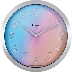Relógio de Parede Herweg Alumínio Escovado Silencioso- 6724 Azul/rosa