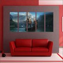Ver imagem 2 de Quadro Decorativo God Of War Games Jogos Quartos Salas Interiores Mosaico 5 Peças Com Moldura