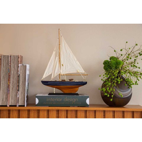Escultura Decorativa Barco em Madeira 30cm Rjm2002 Btc