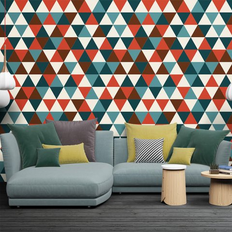 Papel de Parede Triângulos Geométricos 8 Arte Destaque 3 Metros
