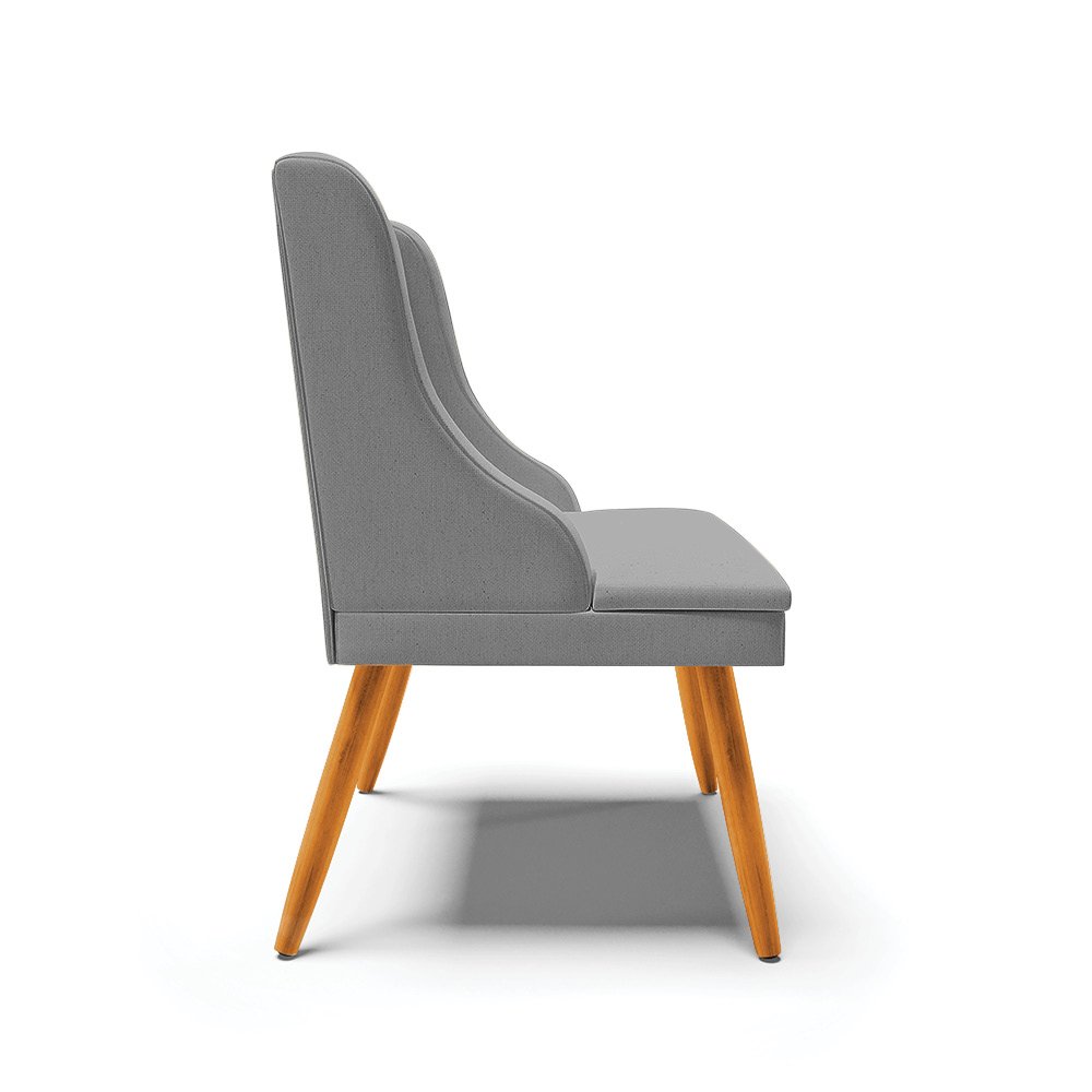 Kit 2 Cadeiras Poltronas Decorativa Liz Linho - - Cinza A26 - 4