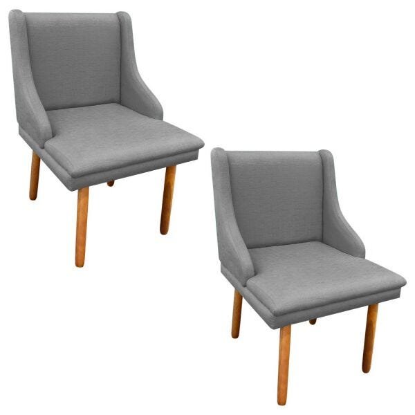 Kit 2 Cadeiras Poltronas Decorativa Liz Linho - - Cinza A26