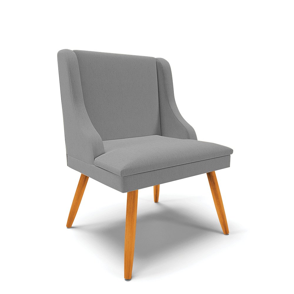 Kit 2 Cadeiras Poltronas Decorativa Liz Linho - - Cinza A26 - 2