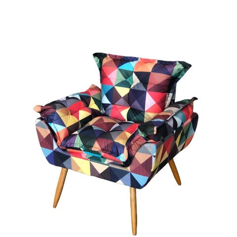 Poltrona Opala Suede Estampado Triângulo