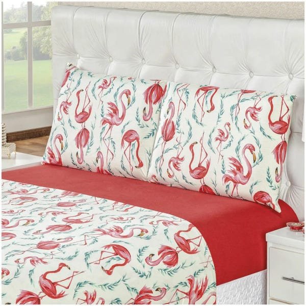 Jogo de Cama Quality Queen é composto por 04 Peças - Flamingo - 1