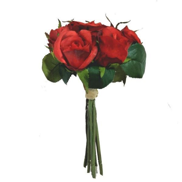 Flor Rosa Artificial Vermelha 21 Cm - D'rossi - 1