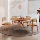 Ver imagem 2 de Sala de Jantar Mesa Ballare 120cm Tampo Redondo 4 Cadeiras Turim/imbuia Nat/cinam. Imbuia