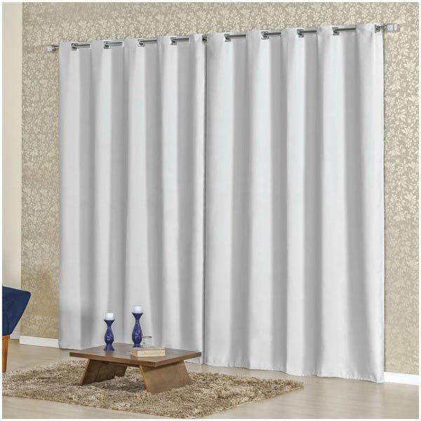 Cortina Corta Luz Blackout para Varão Simples 02 Metros - Branco - 1