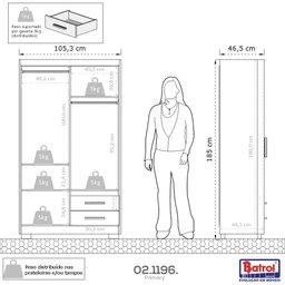 Guarda Roupa Roupeiro Solteiro 4 Portas 2 Gavetas Marrom com Preto Armário para Quarto Multiuso Pry - 4