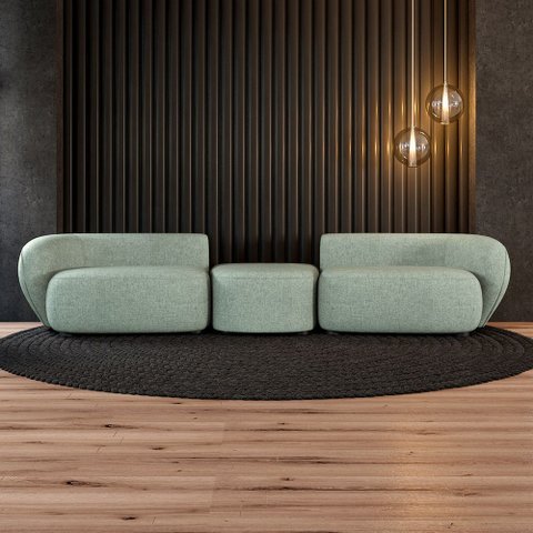Sofá Versátil Sala de Estar Egito 362cm Modulado Linho Verde Manchado G52 - Gran Belo