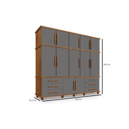 Guarda Roupa Londres Triplex Grande 5 Portas 6 Gavetas com Maleiro Luapa Móveis - 4