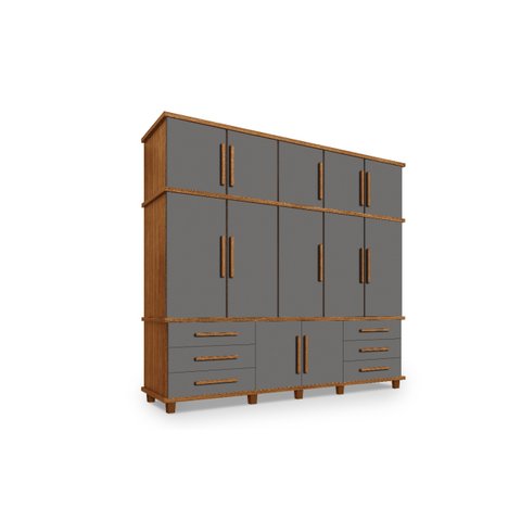 Guarda Roupa Londres Triplex Grande 5 Portas 6 Gavetas com Maleiro Luapa Móveis