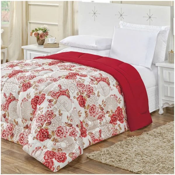 Edredom Quality Casal Padrão é composto por 01 Peça - Vermelho - 1