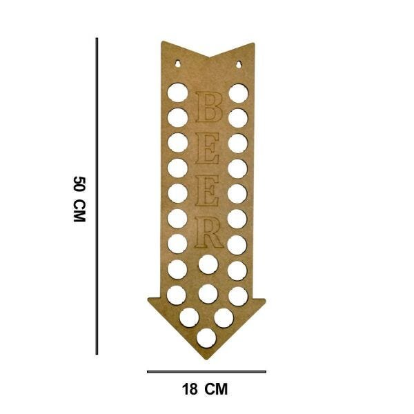 Quadro Decorativo Porta Tampinhas MDF Cru 50x18 Seta Beer - D'Rossi - 2