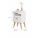 Ver imagem 3 de Mesa Lateral Sal com Gaveta e Nicho Puxador Concha Design Compacto Branco/cedro