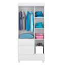 Ver imagem 4 de Guarda Roupa Infantil Wind e Armário Multiuso Viena Branco Brilho - Demóbile