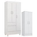 Ver imagem 1 de Guarda Roupa Infantil Wind e Armário Multiuso Viena Branco Brilho - Demóbile