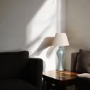 Ver imagem 4 de Abajur de Cerâmica Decorativo de Sala Califórnia Cinza Fosco com Cúpula de Tecido
