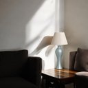 Ver imagem 4 de Abajur de Cerâmica Decorativo de Sala Califórnia Cinza Fosco com Cúpula de Tecido