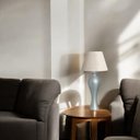 Ver imagem 2 de Abajur de Cerâmica Decorativo de Sala Califórnia Cinza Fosco com Cúpula de Tecido