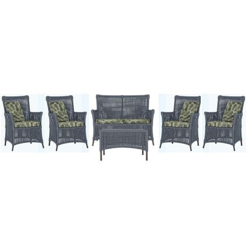 Jogo Sofá 4 Poltronas e Mesa Igapó Marrom E5 Trama Original Prata